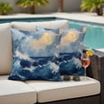 thumbnail image 2 of Outdoor Pillow Cover Navy Blue Ocean Wave Set of 2 Waterproof Throw Pillowcases Abstract Art Decorative Patio Furniture Pillows for Couch Garden Indoor & Outdoor Use, 2 of 9