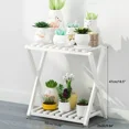 thumbnail image 2 of ColourTree Green 20 Inch 2-Tier Installable Bamboo Plant Stand, 2 Tier Cross Bamboo Rack, Multipurpose Display Shelf Folding, Floor Type Indoor Plant Rack, Flower Shelf For Yard Garden Patio Balcony, 2 of 6