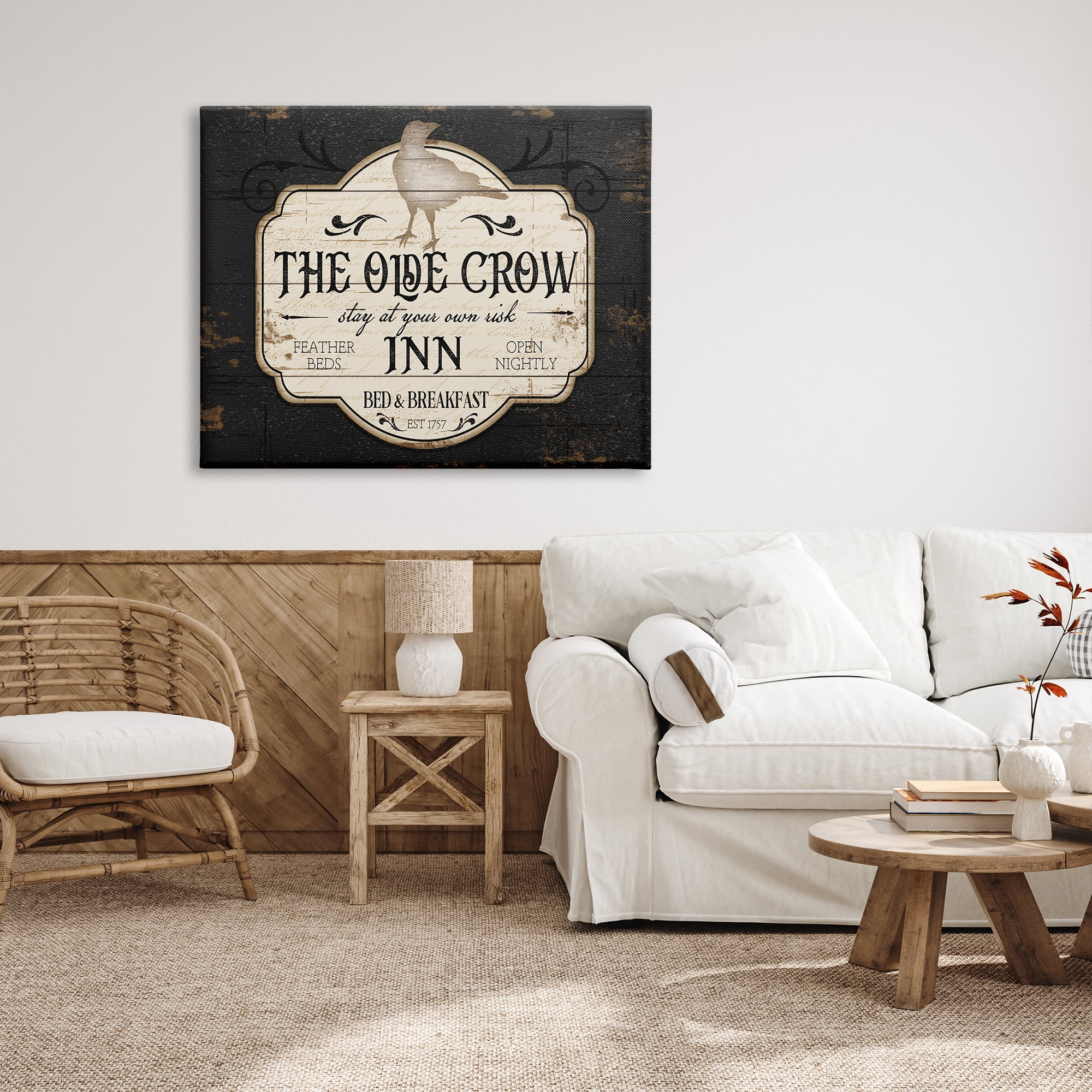 Stupell Industries The Olde Crow Inn Halloween Sign Est. 1757, 48 x 36, Design by Jennifer Pugh
