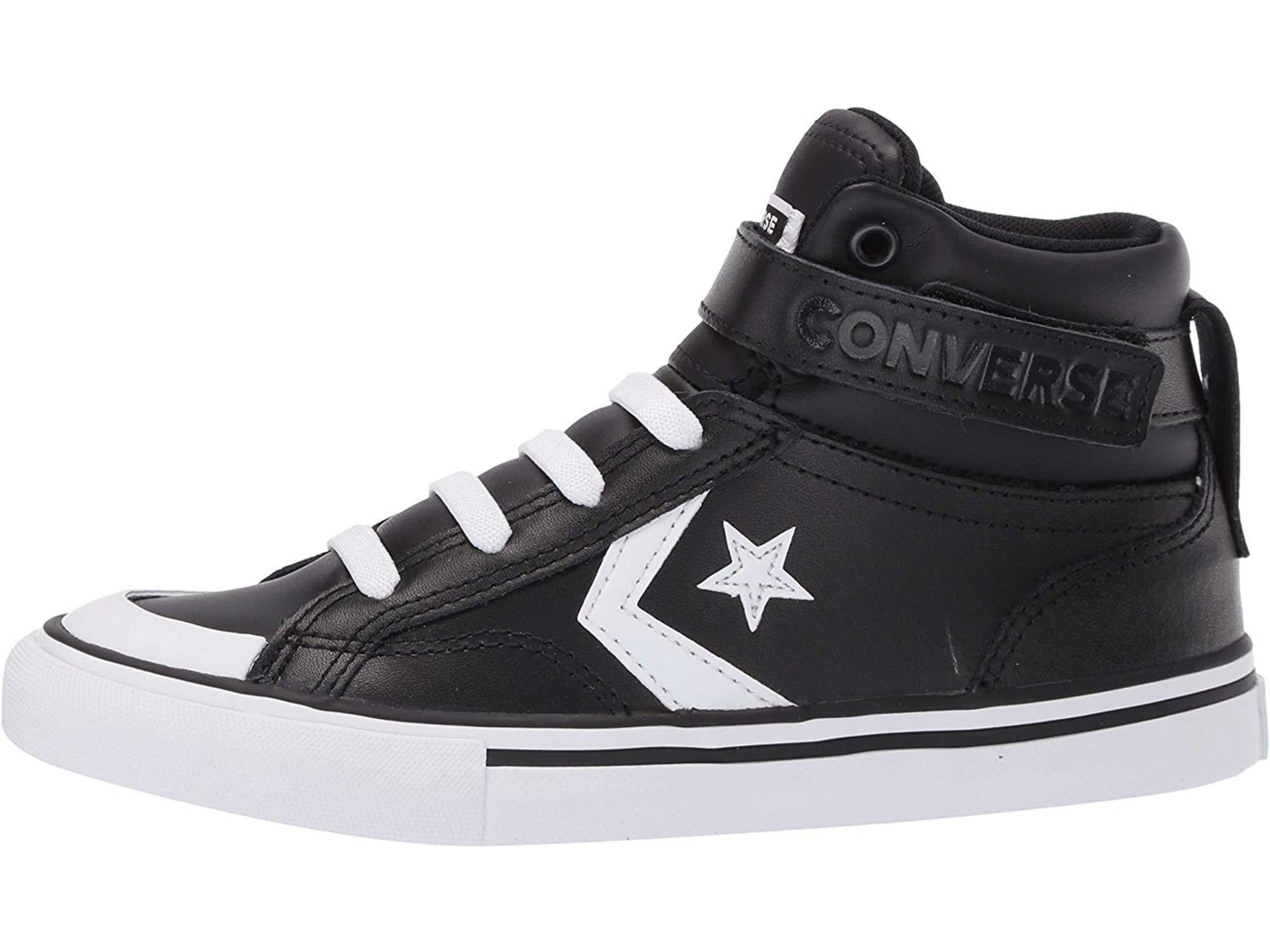 Converse Kids\' Pro Blaze Strap Leather, Black/White/White, Size Little Kid  1.0