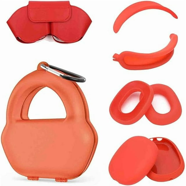 Étui Rigide 9 en 1 pour AirPods Max - Embouts & Étui Intelligent Durable avec Protection Complète pour Écouteurs Apple Pro Max (Rouge)