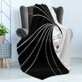 thumbnail image 4 of Hair Salon Soft Flannel Fleece Throw Blanket, Traditional Beauty with Extra Long Straight Hair and Red Lips, Cozy Plush for Indoor and Outdoor Use, 70" x 90", Ruby Black and White, by Ambesonne, 4 of 5