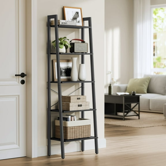 Ladder Shelf, 5-Tier Bookshelf, Storage Rack, Bookcase, for Living Room, Kitchen, Bedroom