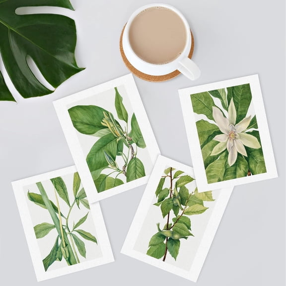 PixonSign Plant Growth Posters, Frameless Green Forest Flower Wall Art, Set of 4 Collage Floral Wall Prints, Nature Wilderness Wall Décor, Botanical Artwork for Bedroom, Office - 8"x10"