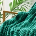 thumbnail image 4 of Exclusivo Mezcla Queen Size Soft Fleece Blanket, 90"x90" Stylish Jacquard Velvet Blanket for Bed, Cozy Soft Lightweight for All Season, Tie-dye Teal, 4 of 10
