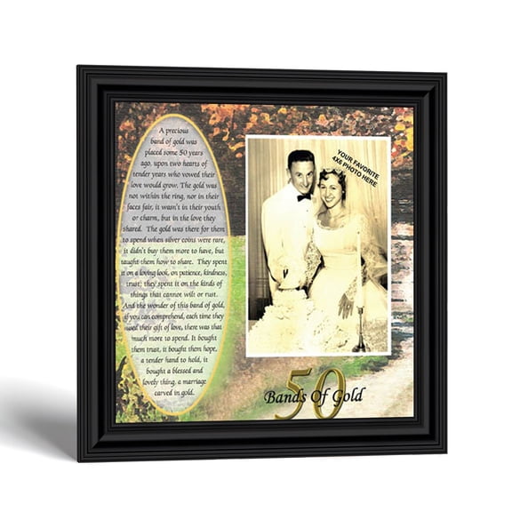 50th Anniversary Picture Frame, Golden Wedding Gift for Grandparents