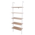 thumbnail image 3 of Sesslife Walnut Ladder Shelf, 5 Tier Industrial Bookshelf for Bedroom, Open Wall Mount Bookshelf, Display Storage Rack Organizer, 3 of 6