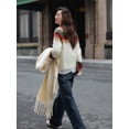 thumbnail image 4 of Suéter rojo de Navidad para mujer, Jersey de punto grueso con diseño Retro, viento perezoso, otoño e invierno, 2024, 4 of 5