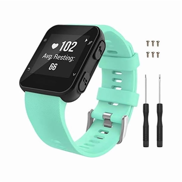 Chenchen Watch Band Compatible with Forerunner 35/30, Soft Silicone Watch Band Sport Bracelet Strap with 6pcs Screws and 2pcs Screwdrivers for Forerunner 35 GPS Running Smartwatch,Mint Green