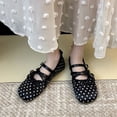 thumbnail image 5 of Samdudou Mary Janes Shoes for Women Closed Toe Round Front Multiple Criss Cross Buckle Straps Sweet Bowknot Decor Polka Dot Print Casual Walking Everyday Footwear, 5 of 8