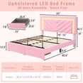 thumbnail image 6 of NHIXSOM Queen Upholstered Platform Bed Frame with LED Lights and Storage, Velvet Adjustable Headboard, Pink, 6 of 8