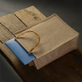 thumbnail image 5 of Portable Burlap Jute Shopping Bag Handbag Bamboo Loop Handles Reusable Tote Grocery Bags, 5 of 21
