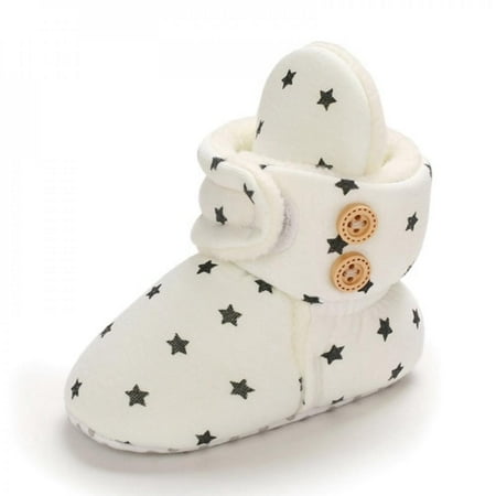 

Baby Boy Girl Toddler Shoes Cute Star Print Prewalkers Booties Winter Soft Anti-slip Warmborn Infant Crib Shoes Moccasins