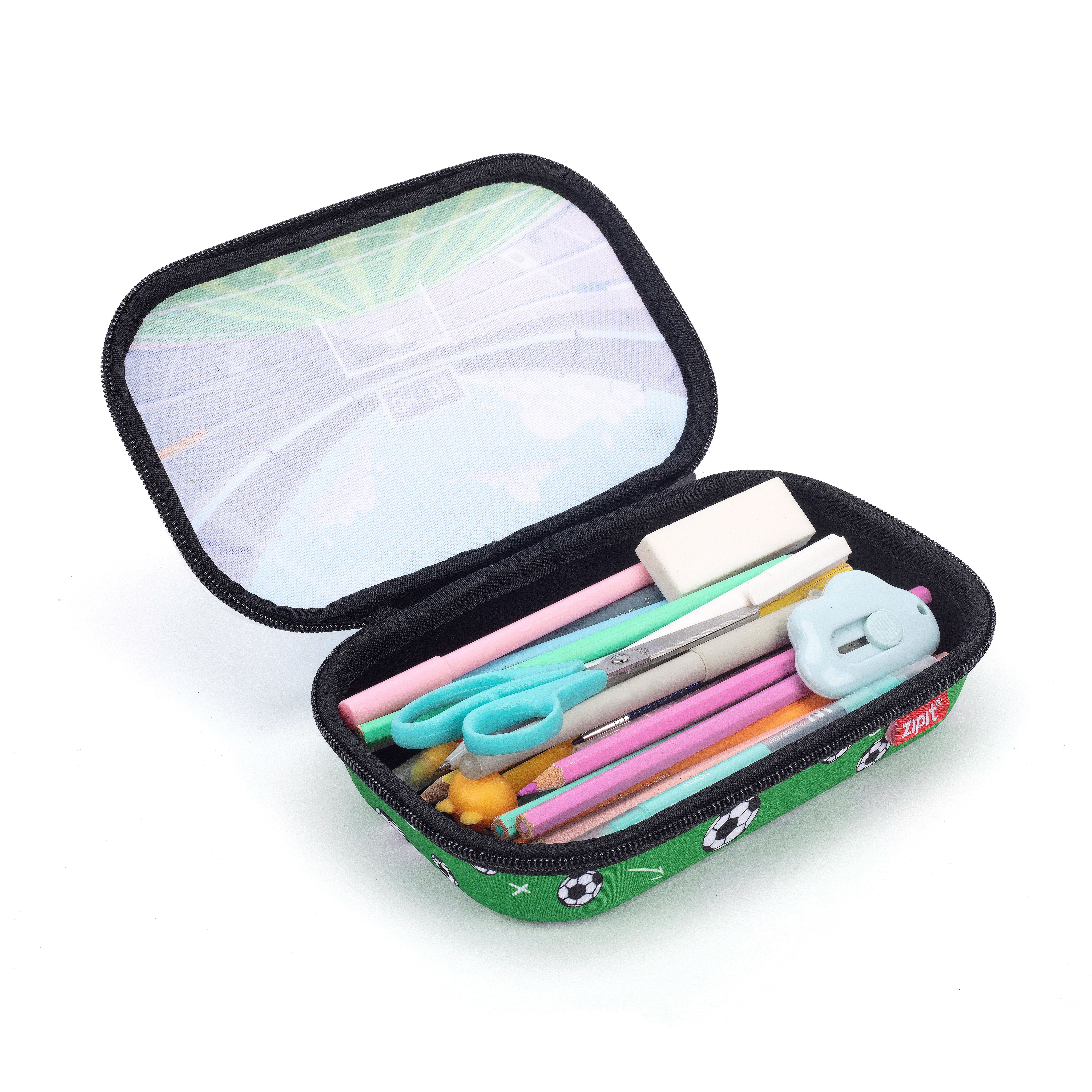 ZIPIT Soccer Pencil Box for Boys with Clear Top for Elementary School