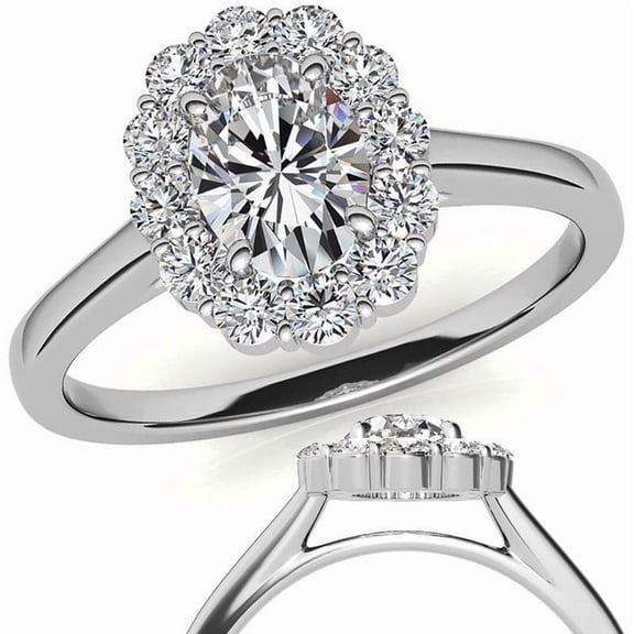 Dazzling and Timeless Double Halo Ring in White Gold Plated Ring for Women by Auory