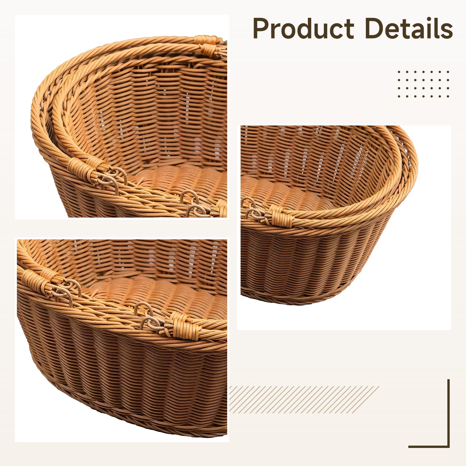 6 Pcs of Baskets, Basket for Gifts with Foldable Handles, Home Baskets Storage, Plastic Woven Gift Baskets for Wedding Birthday Picnic Market Use