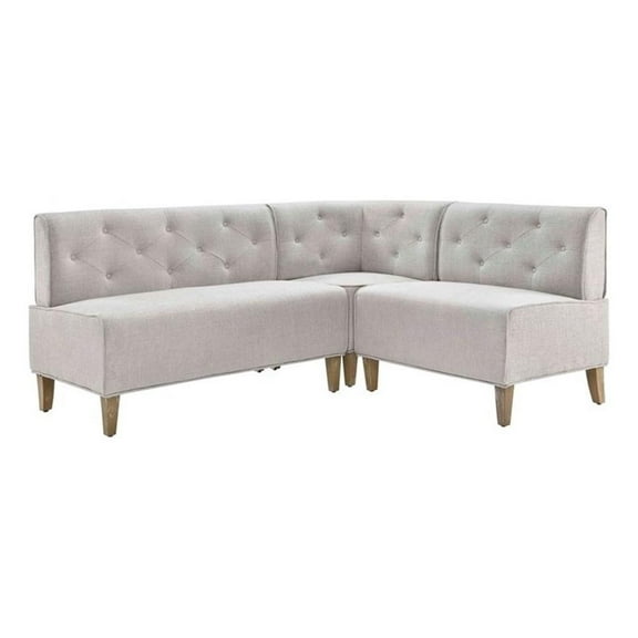 Kingfisher Lane Wood Upholstered Corner Nook Bench in Light Grey