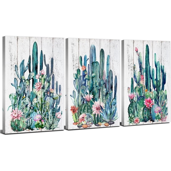 Southwestern Wall Decor Cactus Art Canvas Pictures for Kitchen Living Room Boho Tropical Succulent Plant Prints Artwork Mexican Bedroom Painting Watercolor Desert Cacti Posters Home Decoration 12x16