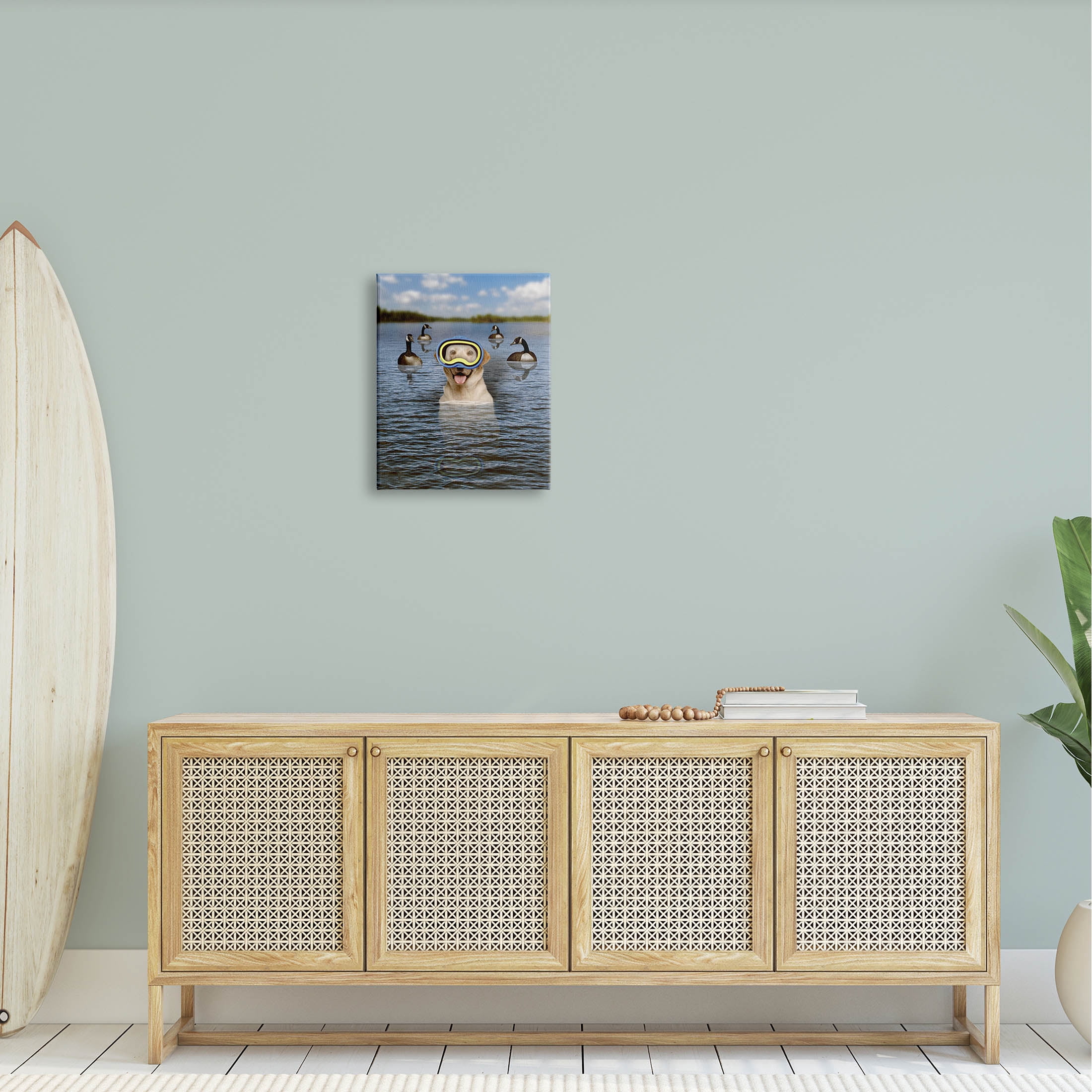 Funny Dog Goggles Swimming Bay Animals & Insects Graphic Art Gallery Wrapped Canvas Print Wall Art