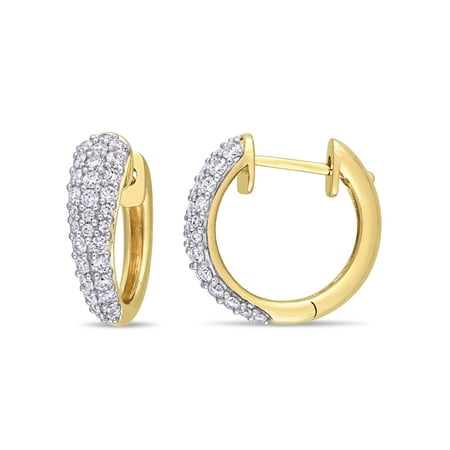 Miabella 1 Carat T.W. Diamond 14kt Yellow Gold Hoop Earrings