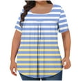 thumbnail image 3 of JURANMO Maternity Clothes for Women Summer Oversized Tops Casual Pleated Square Neck Short Sleeve Shirt 2025 Fashion Stripe Print Cotton Tunic Blouses Light Blue XXL Prime By Hour, 3 of 6