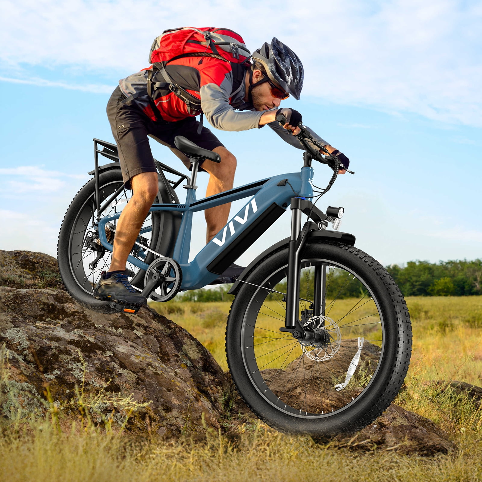 Vivi 26" x 4.0 Electric Bike for Adults, Peak 1475W Motor Fat Tire Ebike, 25MPH Electric Mountain Bike, 60Miles Electric Bicycle with 48V 15AH Battery, Torque Sensor, 7 Speed, Hydraulic Brake, 2849