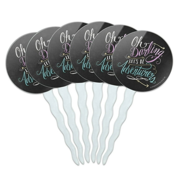 Oh Darling Let's Be Adventurers Cupcake Picks Toppers Decoration Set of 6