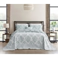 thumbnail image 6 of HZ & HY Oversized King Bedspread, Jacquard Matelasse Damask Pattern Design, Lightweight, Reversible, 5 Piece, 100% Microfiber, Green, 6 of 8