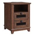 thumbnail image 5 of OKD 2-Drawer Wooden End Table with Charging Station for Living Room, Modern Square Nightstand, Reclaimed Barnwood, 5 of 8