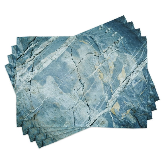 Ambesonne Marble Print Place Mats Set of 4, Granite Stone, Standard Size, Pale Blue Grey