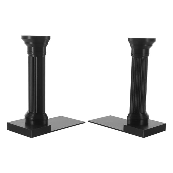 BESTYASH Set of 2 Black Roman Column Bookends, Sturdy Non-Skid Book Organizer for Desk, Library, Office Shelves