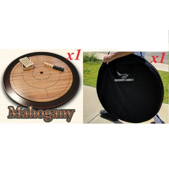 Mahogany Tournament Edition Crokinole Board   Black Carrying Case