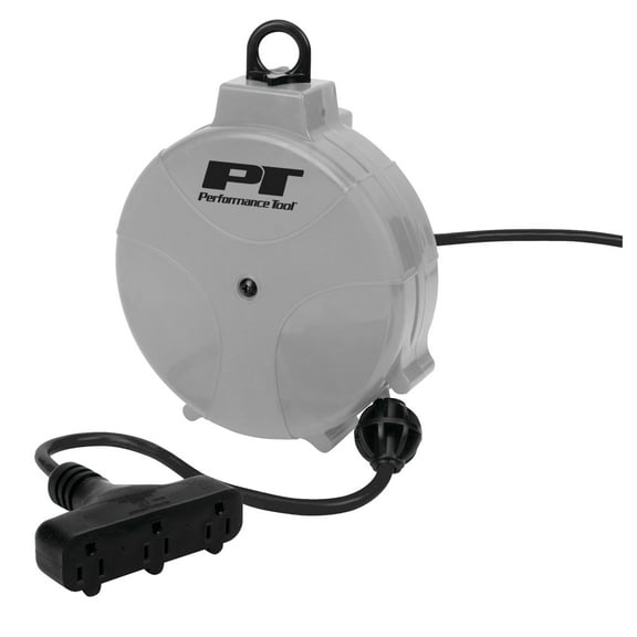 Performance Tool W2275 20' 18GA Retractable Cord Reel with Spring Loaded Auto-Rewind