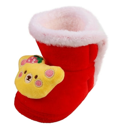 

Ketyyh-chn99 Baby Girls Boys Booties Kids Shoes Baby Booties Newborn Girl Boy shoes Infant Fleece Cozy Lining Winter Warm Ankle Boots Rubber Sole Anti-Slip Prewalker Boots Red 4.5