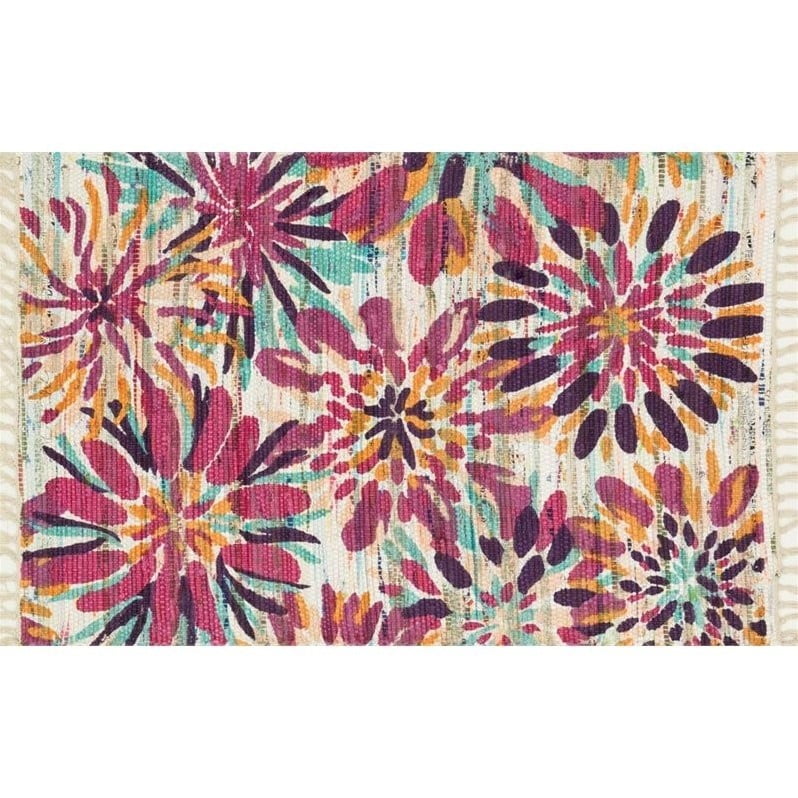 Loloi Aria 1'8" x 3' Flat Weave Cotton Rug in Ivory and Berry Walmart