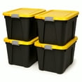 thumbnail image 1 of Homz 22 Gal Durabilt Storage Container w/Latch Lid, Black/Yellow (4 Pack), 1 of 12