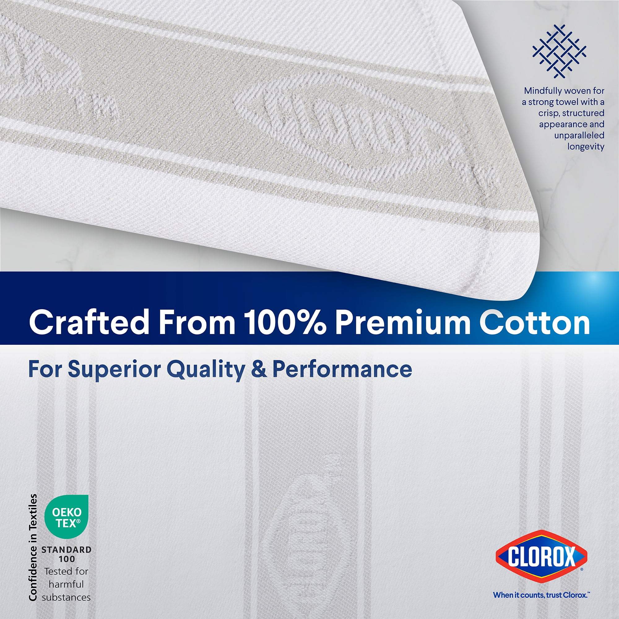 (2 pack) Clorox Cotton Kitchen Towel 1 Pack, Durable for Cooking, Drying Dishes, Cleaning - (15" x 25") Gray