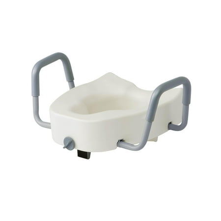 Medline 5  Elongated Raised Toilet Seat  with Lock and Removable Padded Arms