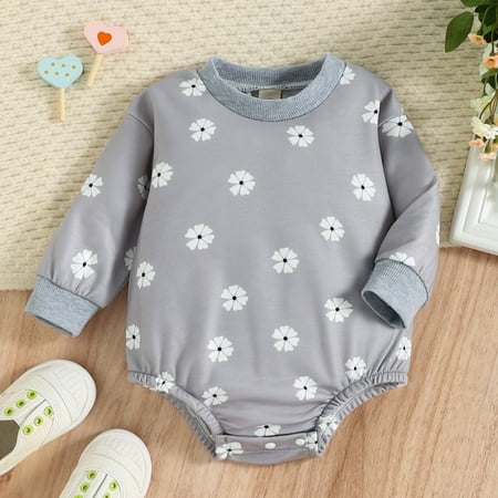 

Aayomet Baby Rompers Girl Baby Bodysuit Sets Baby Girl Fall Winter Outfit Long Sleeve Romper Girl Power Onesie Rainbow Floral Bodysuit One-Piece Jumpsuit Gray 3-6 Months