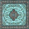 thumbnail image 1 of Ahgly Company Indoor Square Medallion Light Blue Traditional Area Rugs, 4' Square, 1 of 4