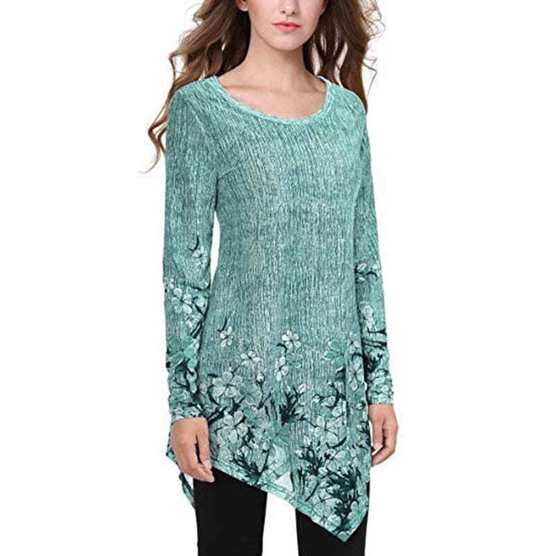 GOSOPIN Womens Long Puff Sleeves Boho Floral Print Lace Trim Patchwork Loose Fitting Tunic Tops Blouses Shirts S-XXL