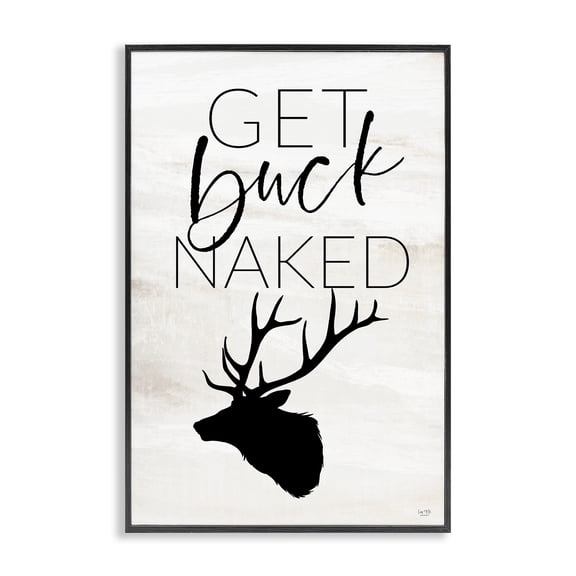 Stupell Industries Eclectic Get Buck Naked Black Framed Giclee Art, 12 x 18, by Lux Me Designs