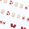 thumbnail image 3 of Chanana Ongles Autocollants de la Saint-Valentin Courts Carrés Faux Ongles avec Motif de Cœur Romantique Rouges French Tips Ongles à Coller Cœur Ongle à Coller Fête de la Saint-Valentin Faux Ongle pour Femmes Manucure 24 Pcs, 3 of 6