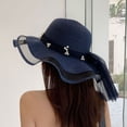 thumbnail image 4 of Sombrero de 56-58cm de circunferencia, sombrero de sol ondulado de malla para mujer, cinta de perlas para exteriores, sombrero de playa, sombrero para el sol con protección solar, 4 of 5