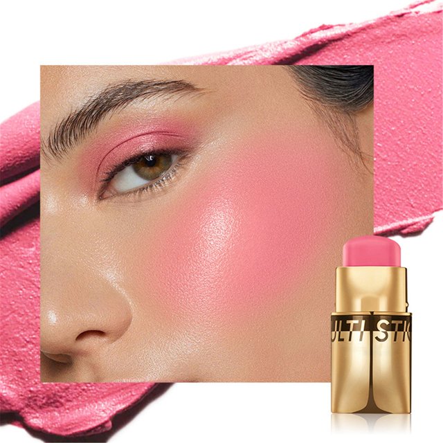 Stick Fard à Paupières Nacré Stick Rouge Lèvres et Joues, Maquillage Blush Blanc
