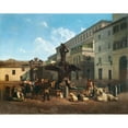 thumbnail image 2 of Carl Max Gerlach Quaedvlieg 24x20 Black Ornate Framed Double Matted Museum Art Print Titled: Rome, Piazza Barberini (1864), 2 of 5
