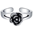 thumbnail image 4 of Forme de Fleur de Rose Noire Sculptée Midi Split Bande Orteil Anneau pour les Femmes Oxydé.925 Argent Sterling Réglable, 4 of 6