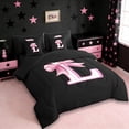 thumbnail image 2 of Erosebridal Cute Coquette Bows 7pcs Bedding Comforter Set,Girls Pink Bowknot L Alphabet Queen Bedding Sets For Kids,Reversible Black, 2 of 7