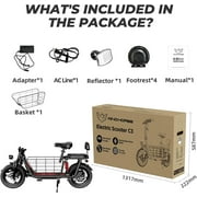Windhorse C3 Electric Scooter with Extra Child Seat - 850W Peak Power - 330 LBS Max Load - 20 MPH - 16 Commuting E Scooter for Adults