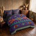 thumbnail image 2 of Manfei Tribal Aztec Queen Bedding, Boho Geometric Bedding Comforter Set Queen, Teal, Orange and Purple, Black Reversible 7 Pieces, 2 of 6
